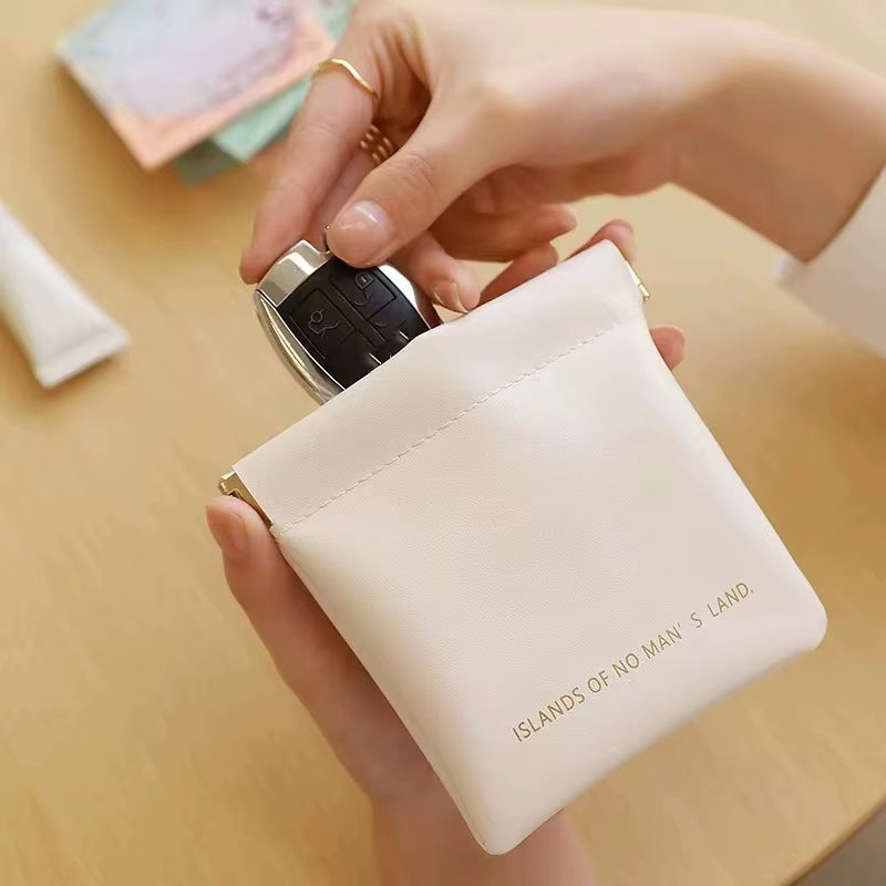 PU Leather Simple Mini Makeup Storage Bag Women Square Small Cosmetic Pouch Portable Make up Key Organizer Bags